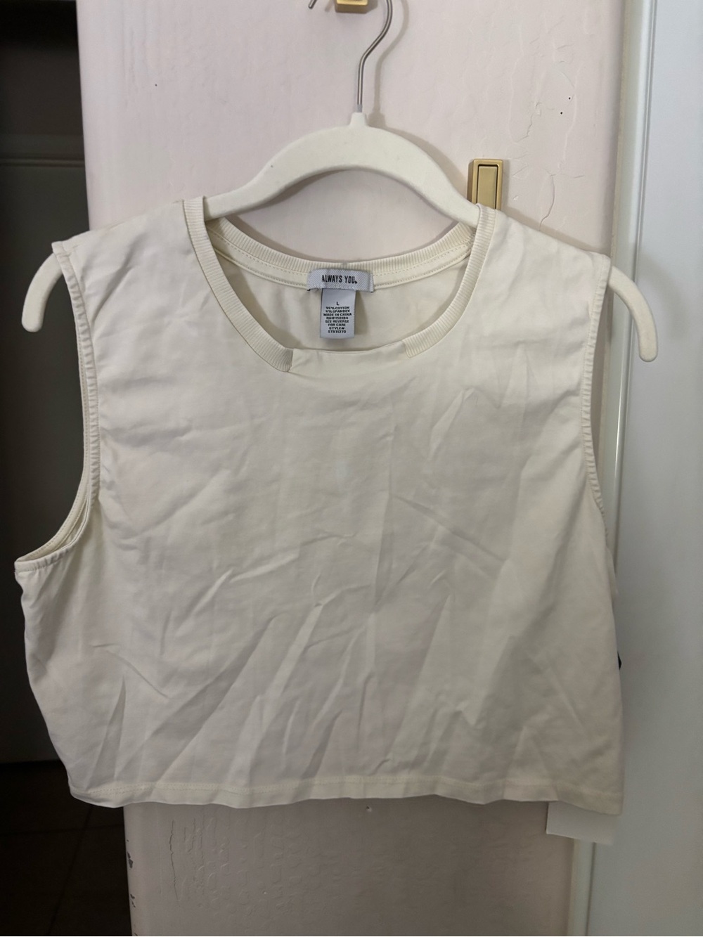 NWT Always You Cream Cropped Sleeveless Tank Top, Size L